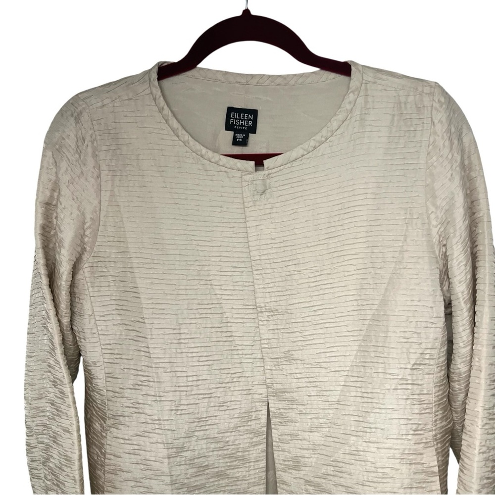 Eileen Fisher Petites Silk Champagne Textured Jacket Women’s Petite Small - Picture 3 of 9